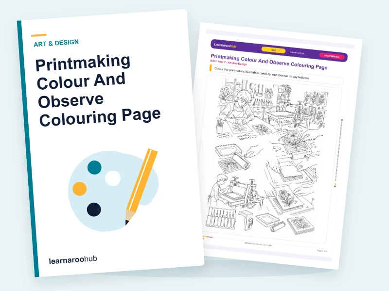 Printmaking Colour And Observe Colouring Page — colouring sheets cover