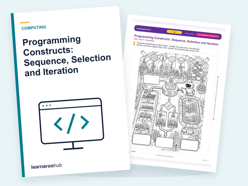 Programming Constructs: Sequence, Selection and Iteration — colouring sheets cover