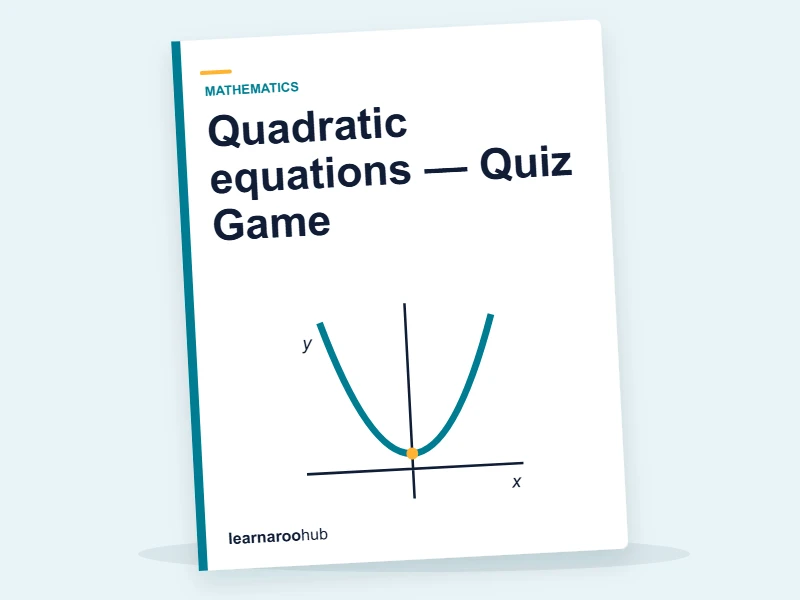Quadratic equations — Quiz Game — quiz cover