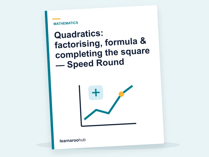 Quadratics: factorising, formula & completing the square — Speed Round — quiz cover