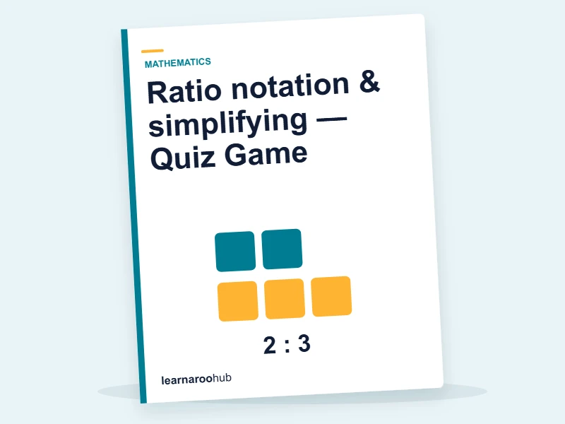 Ratio notation & simplifying — Quiz Game — quiz cover