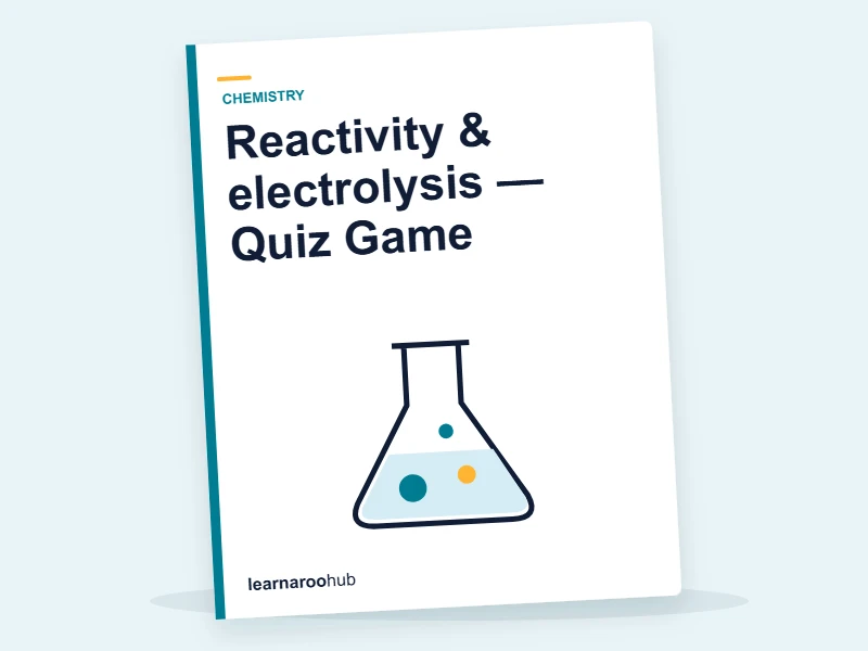 Reactivity & electrolysis — Quiz Game — quiz cover