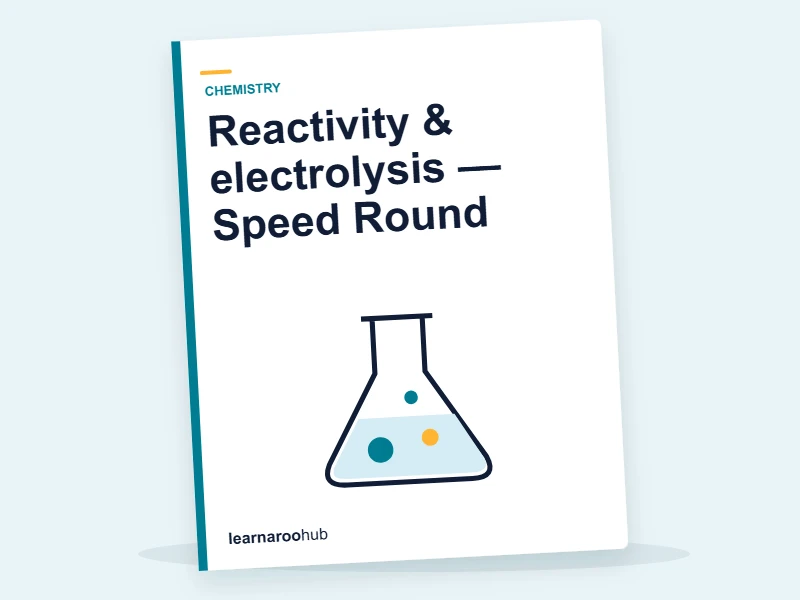 Reactivity & electrolysis — Speed Round — quiz cover