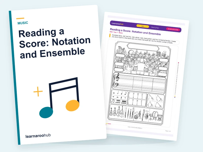 Reading a Score: Notation and Ensemble — colouring sheets cover