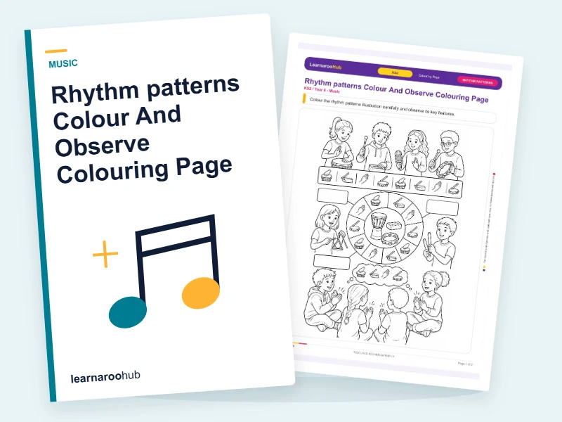 Rhythm patterns Colour And Observe Colouring Page — colouring sheets cover