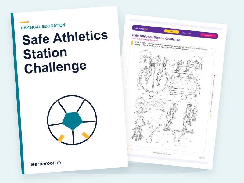 Safe Athletics Station Challenge — colouring sheets cover