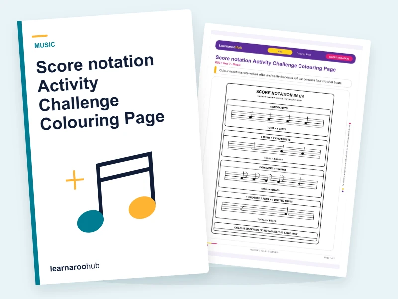 Score notation Activity Challenge Colouring Page — colouring sheets cover