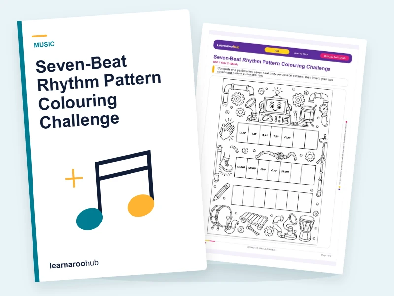 Seven-Beat Rhythm Pattern Colouring Challenge — colouring sheets cover