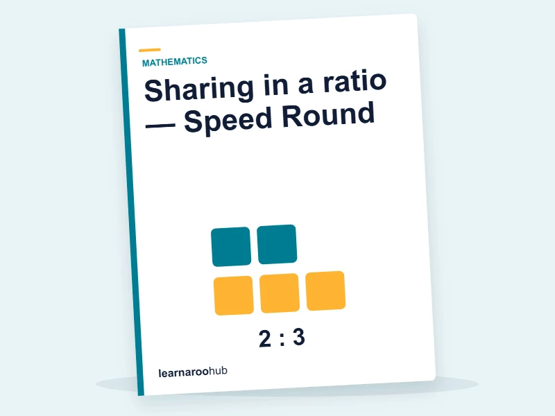 Sharing in a ratio — Speed Round — quiz cover