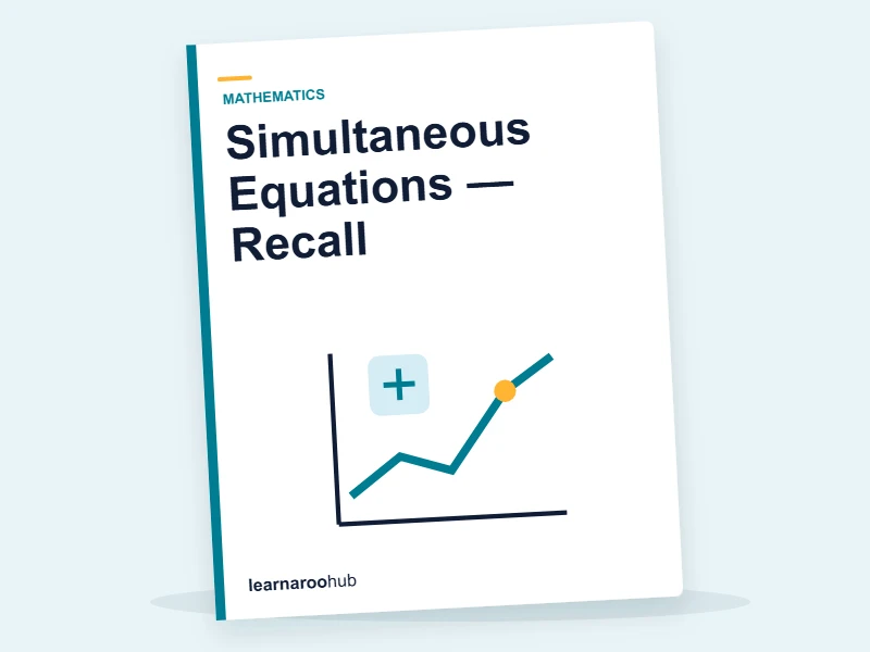 Simultaneous Equations — Recall — quiz cover