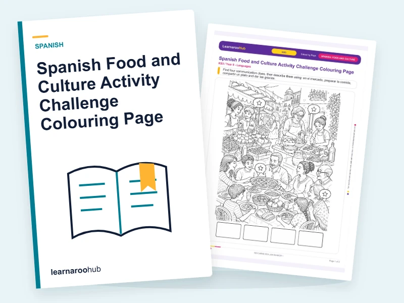 Spanish Food and Culture Activity Challenge Colouring Page — colouring sheets cover