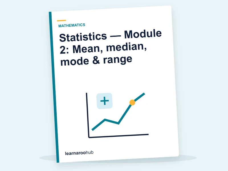 Statistics — Module 2: Mean, median, mode & range — e-learning module cover