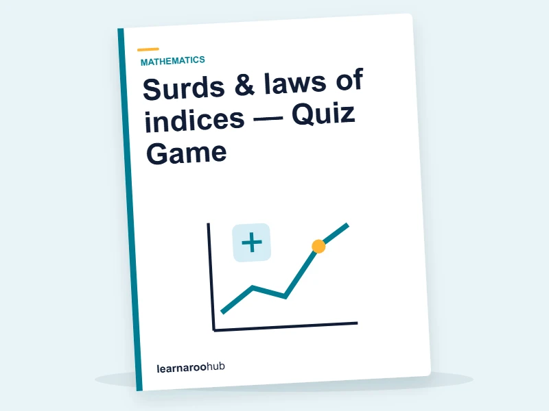 Surds & laws of indices — Quiz Game — quiz cover