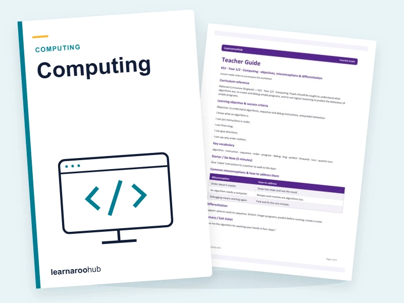 Teacher Pack: KS1 Computing — printable / pdf cover