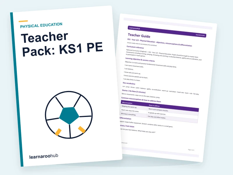 Teacher Pack: KS1 PE — printable / pdf cover
