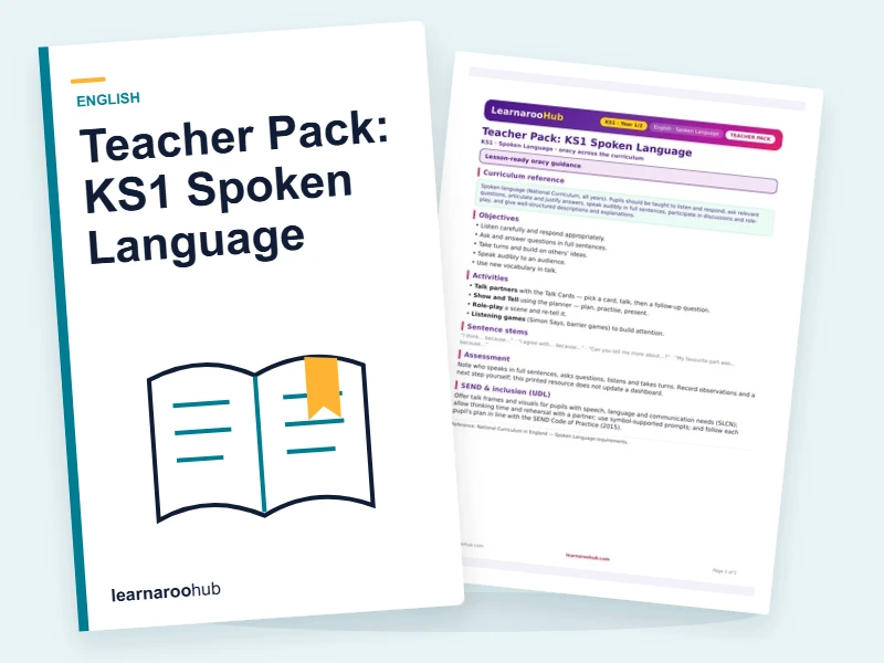Teacher Pack: KS1 Spoken Language — printable / pdf cover