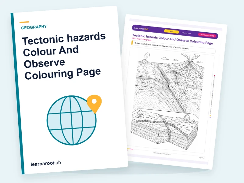 Tectonic hazards Colour And Observe Colouring Page — colouring sheets cover