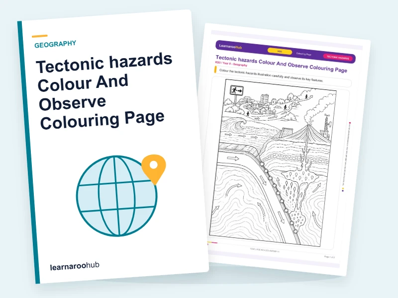 Tectonic hazards Colour And Observe Colouring Page — colouring sheets cover