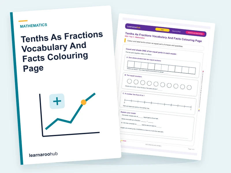 Tenths As Fractions Vocabulary And Facts Colouring Page — colouring sheets cover