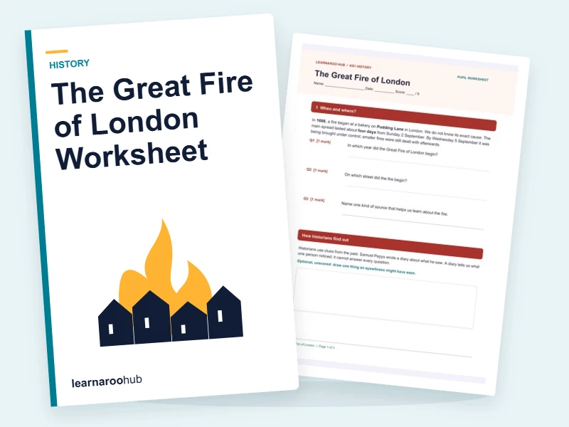 The Great Fire of London Worksheet — printable / pdf cover
