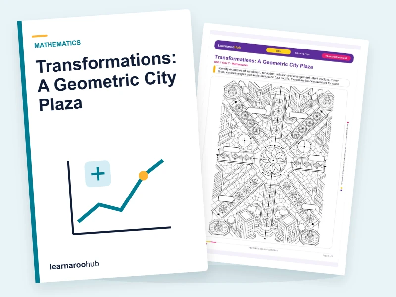 Transformations: A Geometric City Plaza — colouring sheets cover