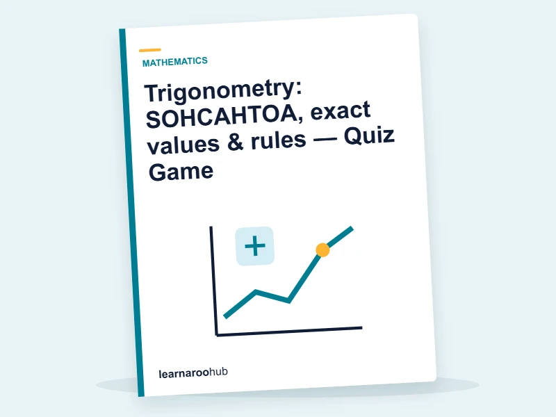 Trigonometry: SOHCAHTOA, exact values & rules — Quiz Game — quiz cover