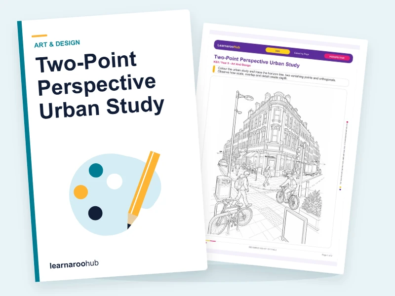 Two-Point Perspective Urban Study — colouring sheets cover