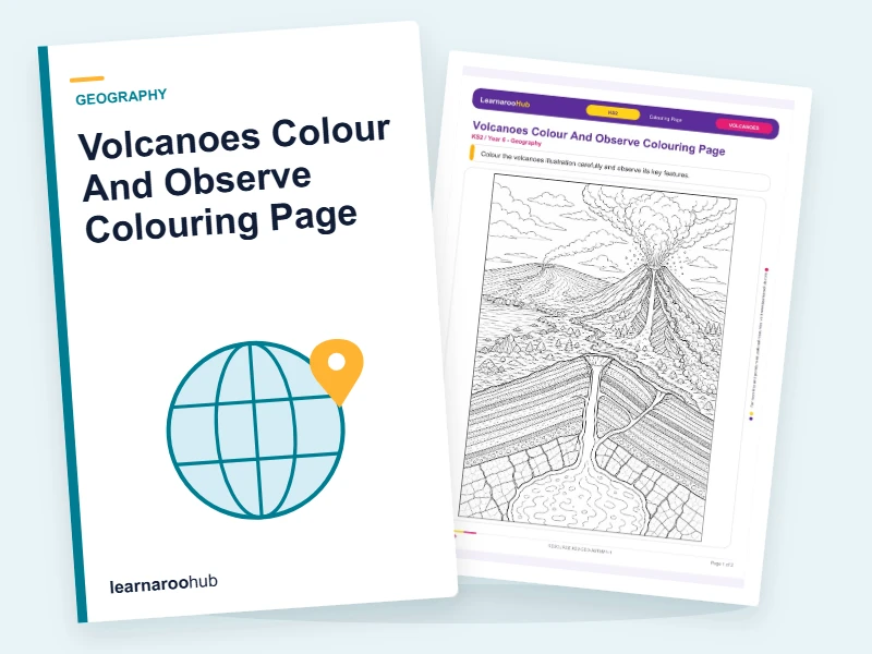 Volcanoes Colour And Observe Colouring Page — colouring sheets cover