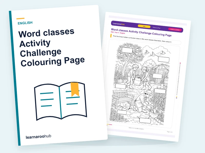 Word classes Activity Challenge Colouring Page — colouring sheets cover
