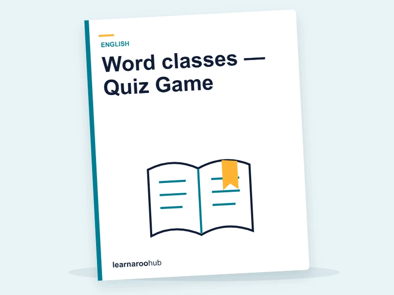 Word classes — Quiz Game — quiz cover