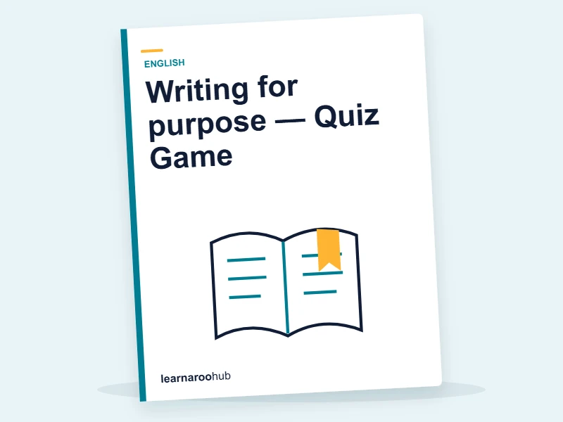 Writing for purpose — Quiz Game — quiz cover