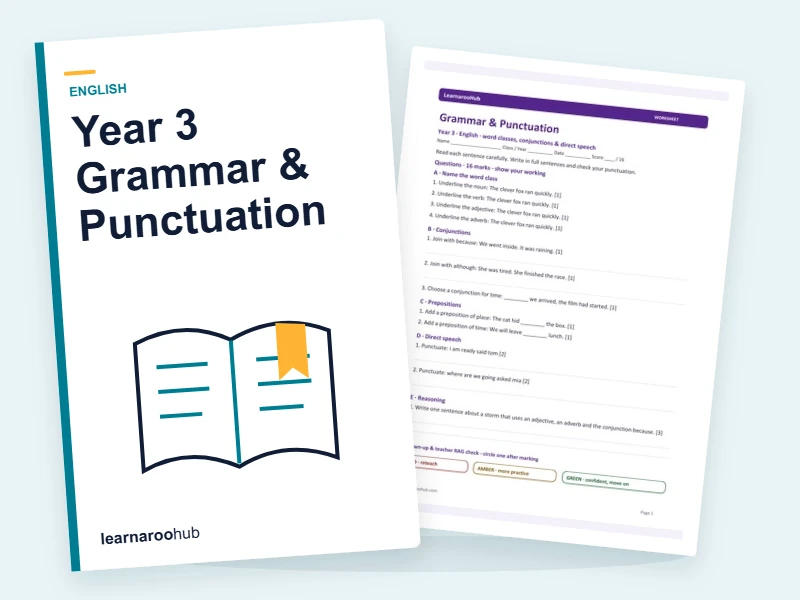 Year 3 Grammar & Punctuation — printable / pdf cover