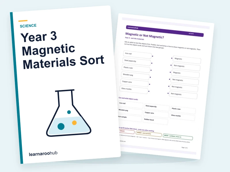 Year 3 Magnetic Materials Sort — printable / pdf cover