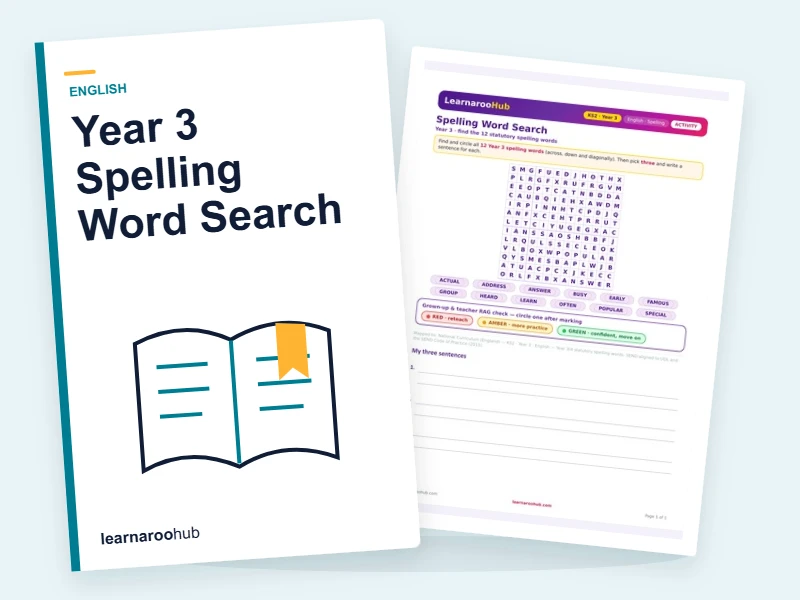 Year 3 Spelling Word Search — printable / pdf cover