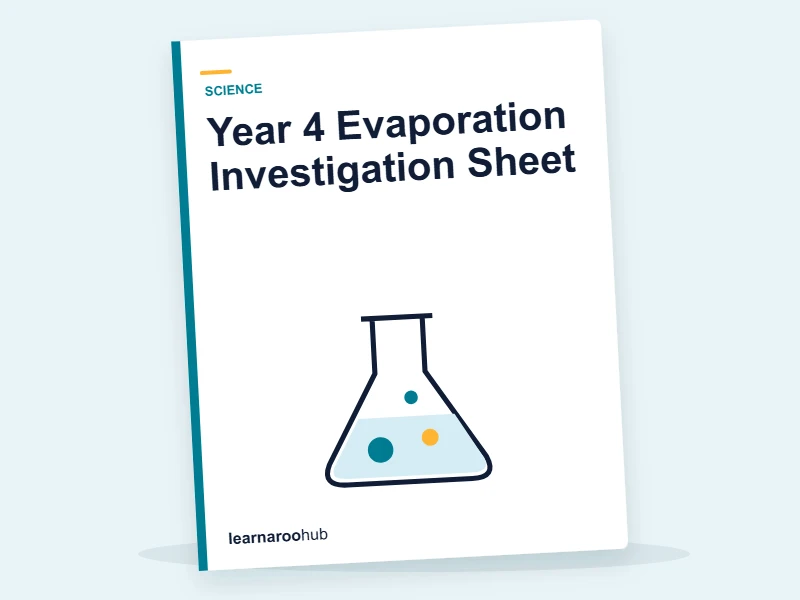 Year 4 Evaporation Investigation Sheet — printable / pdf cover