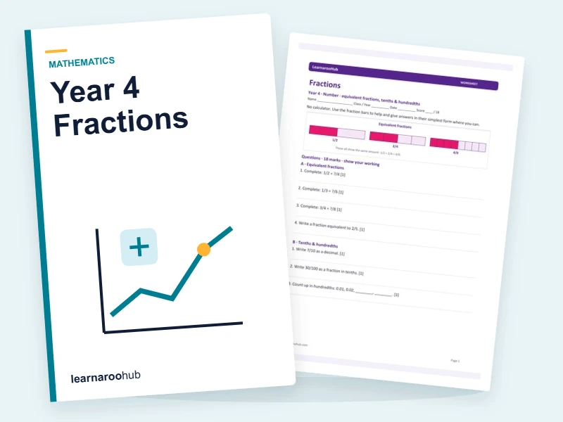 Year 4 Fractions — printable / pdf cover
