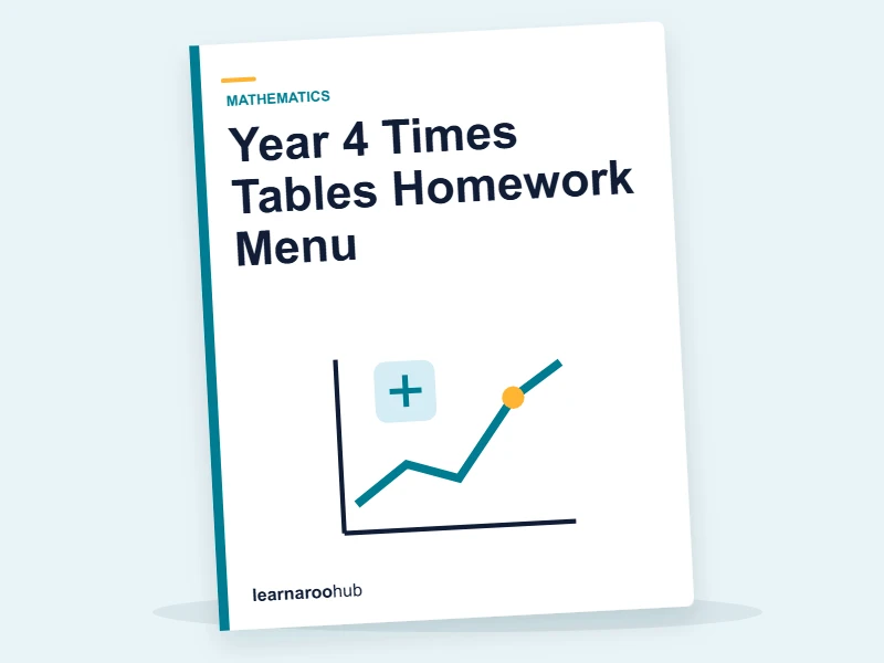 Year 4 Times Tables Homework Menu — printable / pdf cover