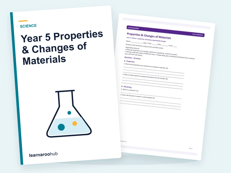 Year 5 Properties & Changes of Materials — printable / pdf cover