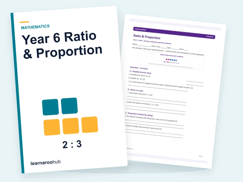 Year 6 Ratio & Proportion — printable / pdf cover