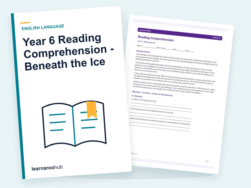 Year 6 Reading Comprehension - Beneath the Ice — printable / pdf cover