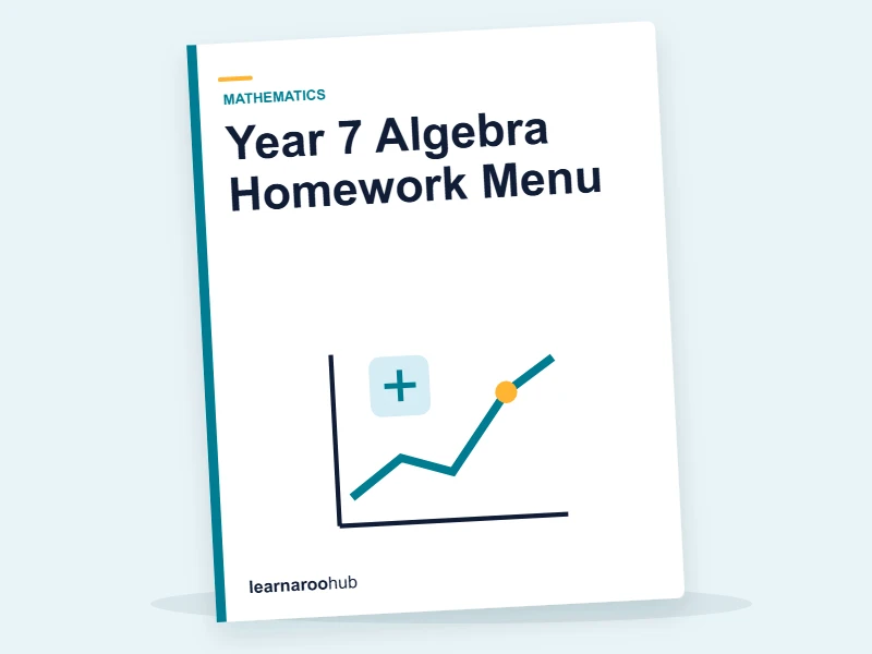 Year 7 Algebra Homework Menu — printable / pdf cover