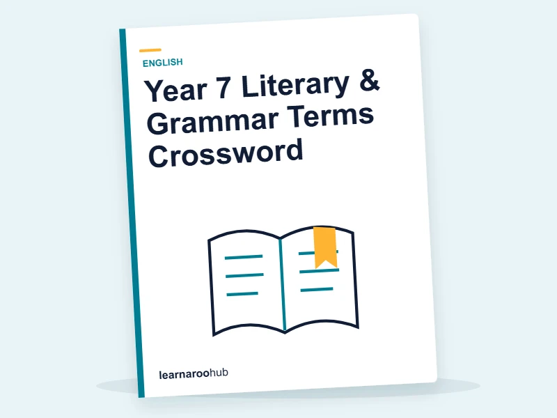Year 7 Literary & Grammar Terms Crossword — printable / pdf cover
