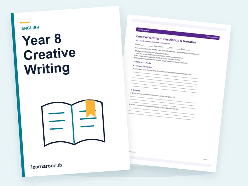 Year 8 Creative Writing — printable / pdf cover