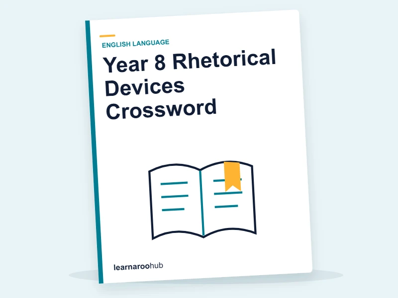 Year 8 Rhetorical Devices Crossword — printable / pdf cover