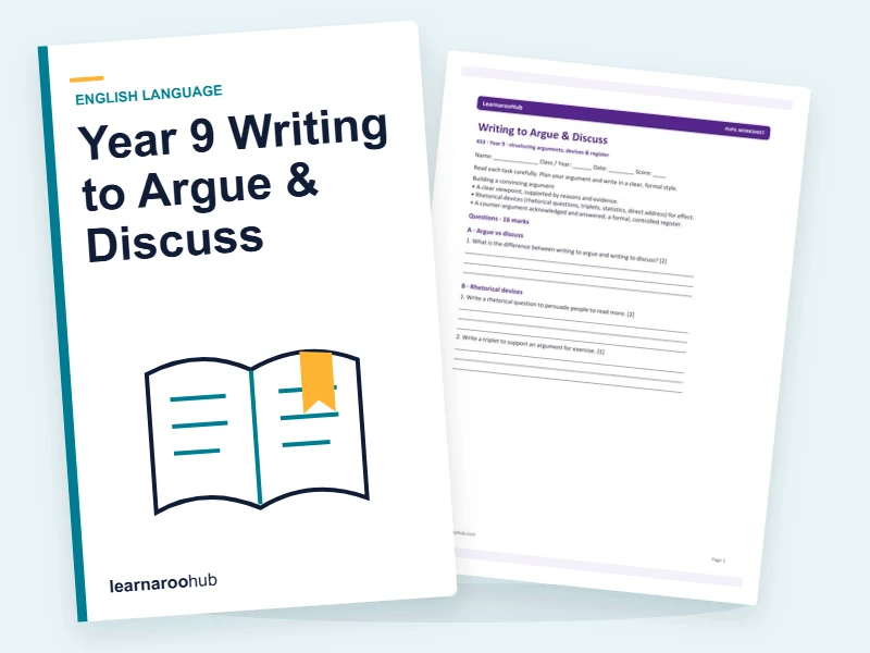 Year 9 Writing to Argue & Discuss — printable / pdf cover